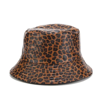 Toamna Iarna Nou Leopard Pălărie de Femei de Moda de Vest față-verso Poartă Găleată Pălării de sex Feminin în aer liber de Agrement, Bazin de Soare Capace 2