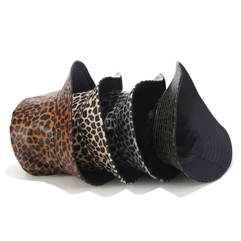 Toamna Iarna Nou Leopard Pălărie de Femei de Moda de Vest față-verso Poartă Găleată Pălării de sex Feminin în aer liber de Agrement, Bazin de Soare Capace 5