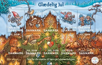 Daneză Post de Timbru,În 2018,de Crăciun Timbru, Pădure de Carnaval,de Inalta calitate superioară,foarte Original,colita,MNH