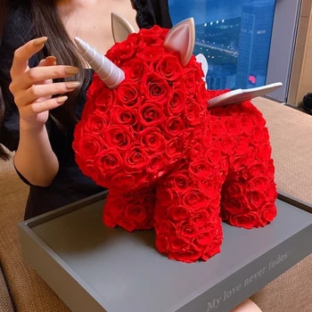Flori uscate unicorn floare trandafir cutie de cadou personalizat mărturisire propunere cadou de ziua decor acasă.