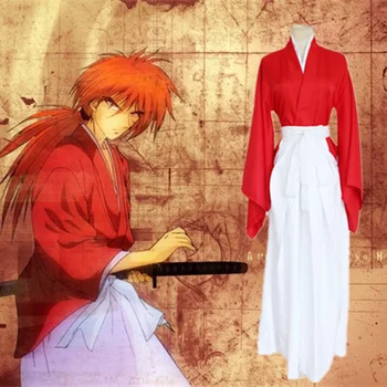 Anime Rurouni Kenshin pentru că HIMURA KENSHIN Desene animate Petrecere de Halloween Cosplay Bărbat Femeie Cosplay costum Japonez albastru kimono roșu
