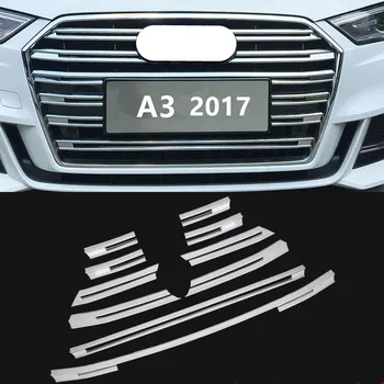 FUWAYDA Chrome ABS Grila Fata Capac Decorativ Tăiați Fâșii 10buc Pentru Audi A3 2017 Masina Styling cu Spoiler decor Decalcomanii
