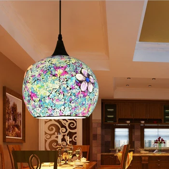 25cm Stil Boem Abajur de Sticla Mediteraneene Multicolore Lampa Pandantiv Coridor Pentru Dormitor Single-cap, corp de iluminat