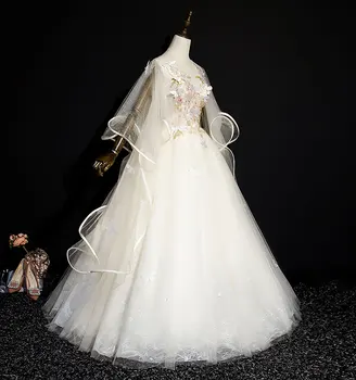 lumina șampanie belle curtea broderie fluture rochie de bal zână fantezie rochie de bal Medieval Rochie Victoriană Minge de performanță etapă