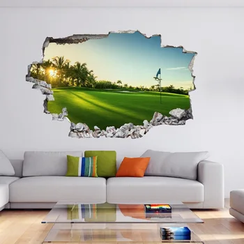 Teren de Golf Putting Green Copaci Perete Decal Autocolant Murală Poster de Arta de Imprimare de Birou Acasă Decor DH8