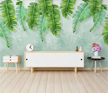 XUE SU Perete care acoperă profesionale tapet personalizat mari murale mici verzi proaspete frunze de banane stil acuarelă de fundal de perete 0