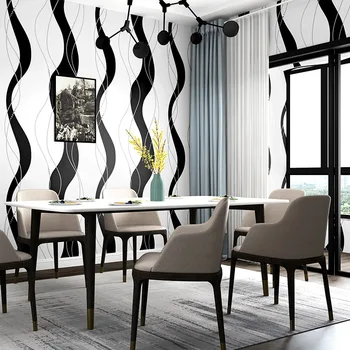 Ondulat fundal negru și alb dungi verticale moderne simplă geometrie stil Nordic dormitor, cameră de zi cu TV tapet de fundal