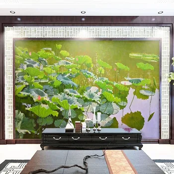 Personalizat Murală Tapet 3D Stereo Iaz de Lotus Natura Peisaj de Fundal Pictura pe Perete Camera de zi cu TV, Canapea de Studiu Papel De Parede 3D
