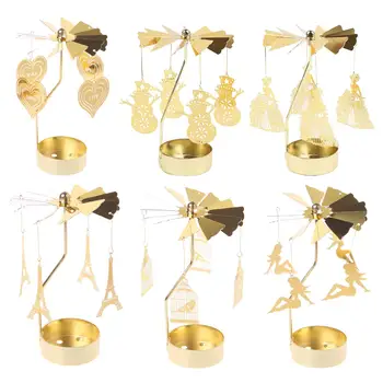 Aur Rotirea Suport de Lumanare de Rotație Lumini de Ceai Sfeșnic pentru Petrecerea de Nunta Living Birou Ornament Lumanare Accesorii
