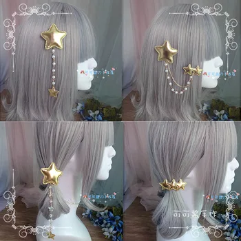 Lolita dulce moale dulce fată japoneză inima trim clip star margele lanț de păr inel de frânghie bod goth-lily