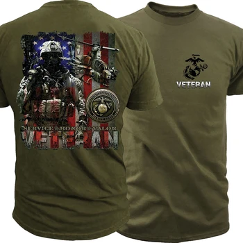 US Marines Corps Veteran Pavilion Tricou 100% Bumbac Maneca Scurta Casual, O-Neck Vara Mens T-shirt Marimea S-3XL