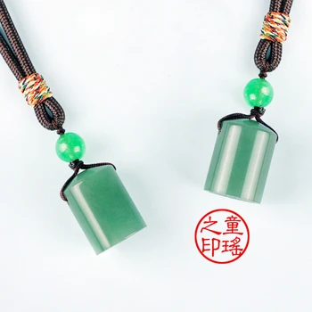 Retro Piatra Naturala De Culoare Verde Personaliza Numele Stampila Cu Tusiera Tradițională Chineză Stil Portabil Chineză Engleză Numele De Etanșare