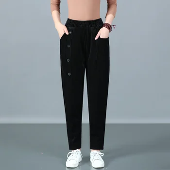 Supradimensionat Pantaloni De Catifea Vintage Femei Pantaloni Largi De Moda De Talie Mare, Temperament A Fost Subțire Pantaloni Toamna Iarna Gros Pantaloni