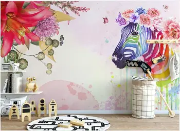 Personalizat murale 3d tapet fotografie trase de Mână zebra floare fluture decor acasă tapet pentru camera de zi modernă, în rulouri