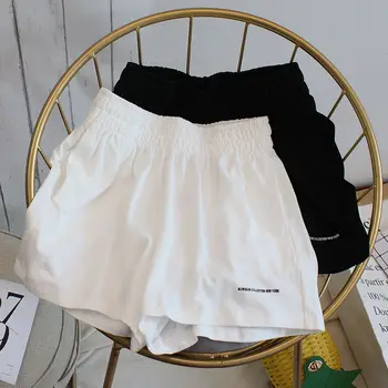 Pantaloni scurți Femei Scrisoarea Imprimate Casual pantaloni Scurti de Vara pentru Femei Vrac Casual Negru Și Alb Ropa Mujer