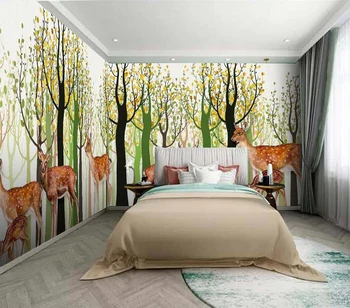 Tapet decorativ pentru Copii cameră de pădure elan de desene animate de fundal pictura pe perete
