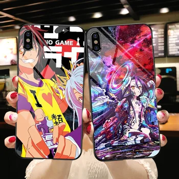 Anime No Game No life Sticlă Călită Telefon Caz Pentru iphone SE 2020 6 6S 7 8 11 12 13 Plus X XS XR Pro Max black art hoesjes