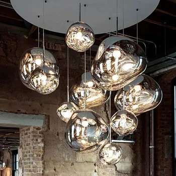 Nordic Sticla Pandantiv cu LED-uri Lumini Villa Scărilor Candelabre Tavan Decor Acasă Decor Living Loft Cafe Lampă de Agățat luciu