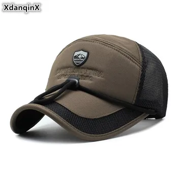 XdanqinX Reglabil Dimensiune Femei Coada de cal pălărie de Vară pentru Bărbați Respirabil ochiurilor de Plasă Capace Scrisoare Broderie de protecție Solară de Pescuit Pălărie 0