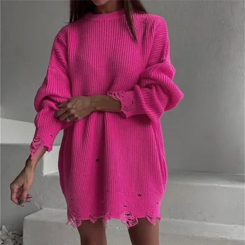 femei haine 2021 moda coreeană pulovere pentru femei Uzat O-Gat Lung Streetwear Solid femeie pulovere