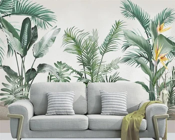 Personalizat Tapet Mural Nordic Mână-pictat Plante Tropicale Tropical Rainforest Frunze Interioară Perete de Fundal Papel De Parede 3d