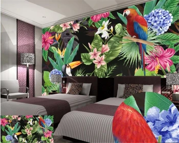 beibehang Personalizat tapet HD Tropicale Papagal Frunze de fundal de perete camera de zi dormitor canapea, TV murală tapet pentru pereți 3 d